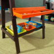 KidKraft Wooden Storage Easel with Dry Erase, Chalkboard Surfaces, Children's Art Furniture - Espresso