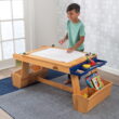 KidKraft Wooden Art Table with Drying Rack & Storage Bins, Natural