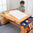 KidKraft Wooden Art Table with Drying Rack & Storage Bins, Natural