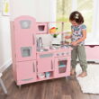 KidKraft Pink Vintage Wooden Play Kitchen with Pretend Ice Maker and Play Phone