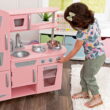 KidKraft Pink Vintage Wooden Play Kitchen with Pretend Ice Maker and Play Phone