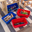 KidKraft Wooden Star Table & Chair Set with 4 Bins, Red, Blue & Natural