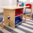 KidKraft Wooden Star Table & Chair Set with 4 Bins, Red, Blue & Natural