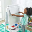 KidKraft Deluxe Wooden Easel with Chalkboard and Dry Erase Surfaces, Paper Roll and Paint Cups - White