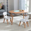 KidKraft Toddler Mid-Century Activity Table and 2 Chair Set, Gray