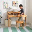 KidKraft Avalon Wooden Children's Desk with Hutch, Chair and Storage - Natural