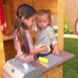 KidKraft Modern Outdoor Wooden Playhouse with Picnic Table, Mailbox and Outdoor Grill