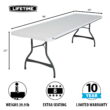 Lifetime 8 ft. Nesting Rectangle Folding Table, Indoor/Outdoor Commercial Grade, White (280299)