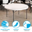 Lifetime 60 inch Round Folding Table, Indoor/Outdoor Commercial Grade, White Granite (280301)