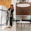 Lifetime 60 inch Round Folding Table, Indoor/Outdoor Commercial Grade, White Granite (280301)