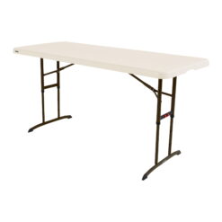 Lifetime Commercial Nesting 72 in Indoor/Outdoor Adjustable Height Folding Rectangle Table Almond 1 Piece 1 Count
