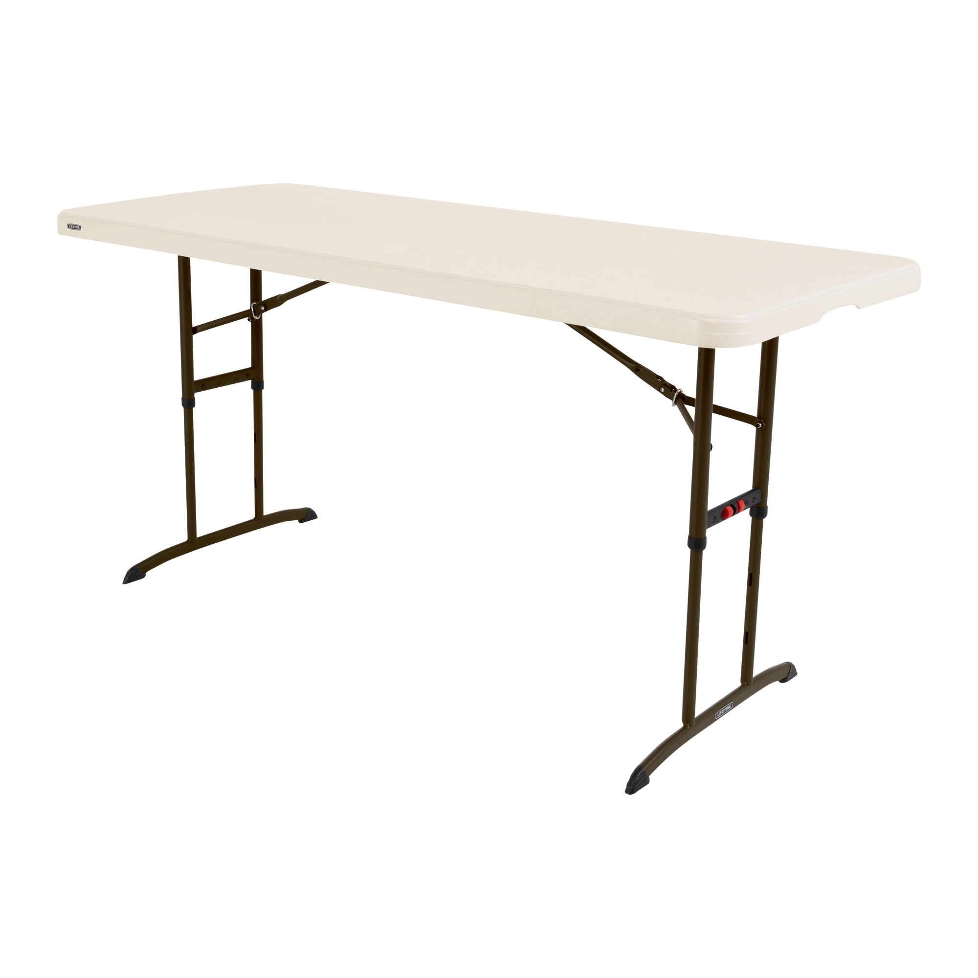 Lifetime Commercial Nesting 72 in Indoor/Outdoor Adjustable Height Folding Rectangle Table Almond 1 Piece 1 Count