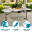 Lifetime 6 Foot Rectangle Fold-in-Half Table, Indoor/Outdoor Commercial Grade, Almond (80382)