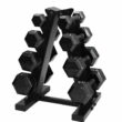 Cap Barbell 100 lb Cast Iron Hex Dumbbell Weight Set with Rack, Black