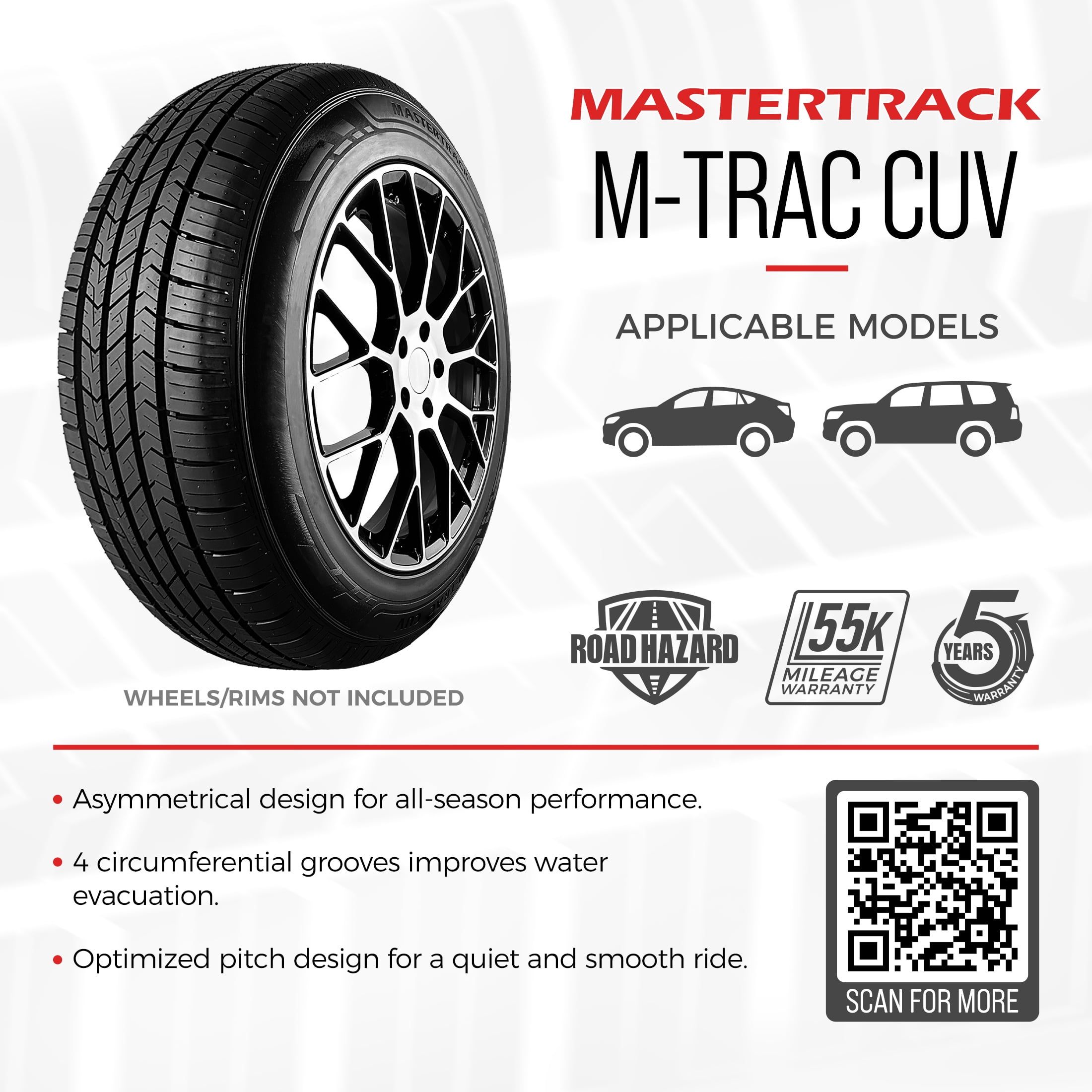 Mastertrack M-TRAC CUV All Season 255/65R18 111H Crossover CUV/SUV Tire 255/65/18(Tire Only) Mastertrack M-TRAC CUV All Season 255/65R18 111H Crossover CUV/SUV Tire 255/65/18(Tire Only)