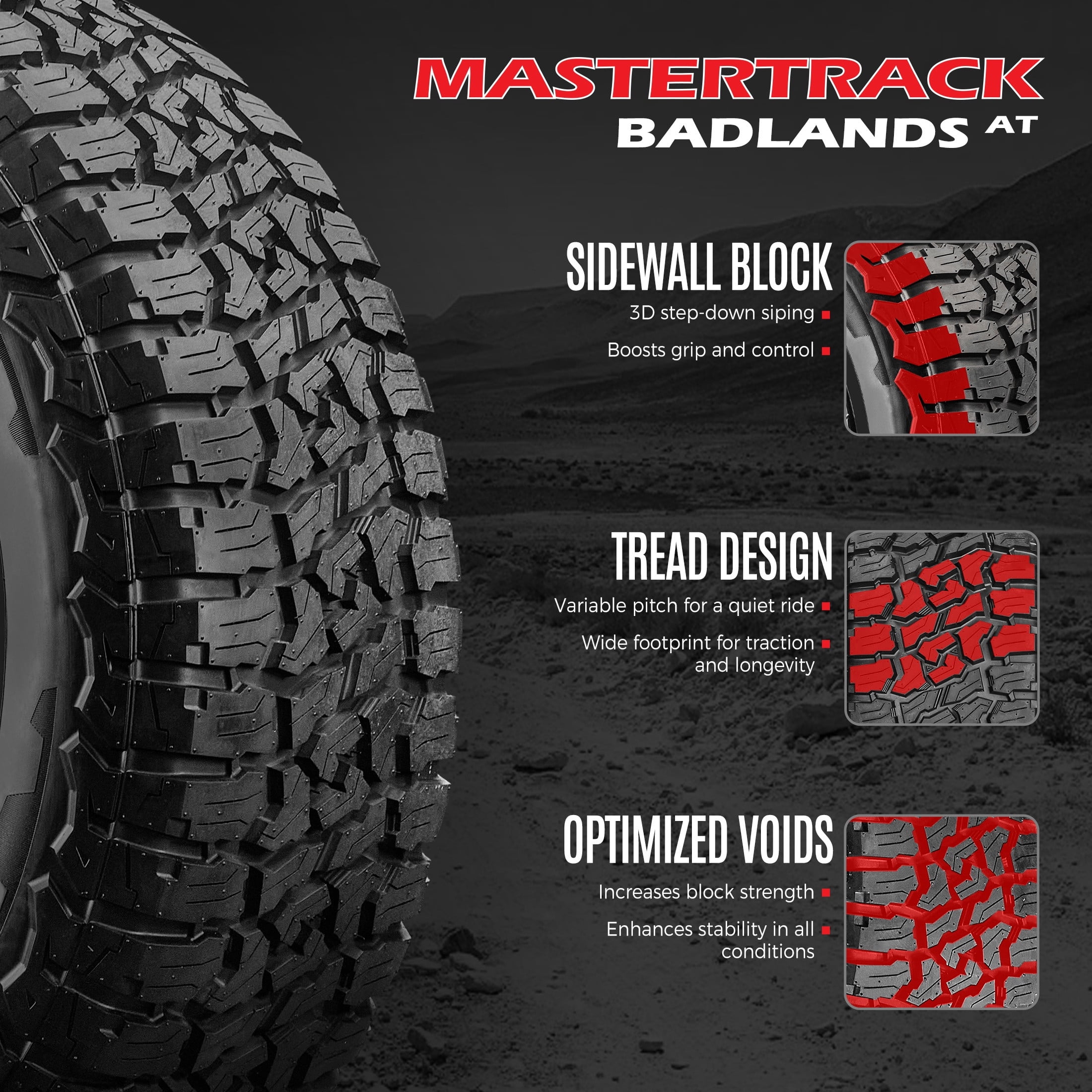 Mastertrack BADLANDS AT All Terrain 235/75R15 235/75 R15 109S XL SUV Tires (No Wheels) Mastertrack BADLANDS AT All Terrain 235/75R15 235/75 R15 109S XL SUV Tires (No Wheels)