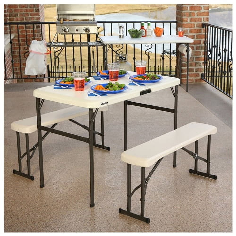 Lifetime Folding Polyethylene Picnic Table with Benches, 80373 Lifetime Folding Polyethylene Picnic Table with Benches, 80373