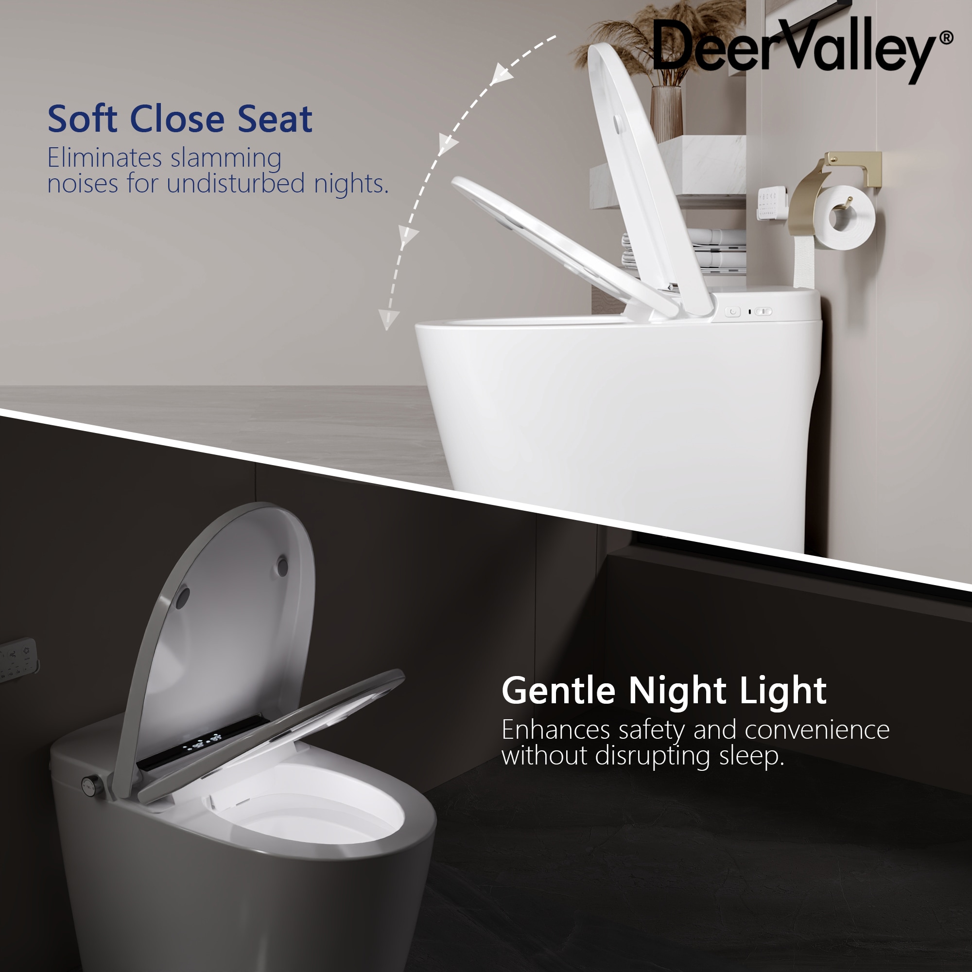 DeerValley Vertex White (No Auto Open/Close) Touchless Flush Elongated Standard Height Smart Soft Close 1-piece Bidet 12-in Rough-In 1.28 GPF DeerValley Vertex White (No Auto Open/Close) Touchless Flush Elongated Standard Height Smart Soft Close 1-piece Bidet 12-in Rough-In 1.28 GPF