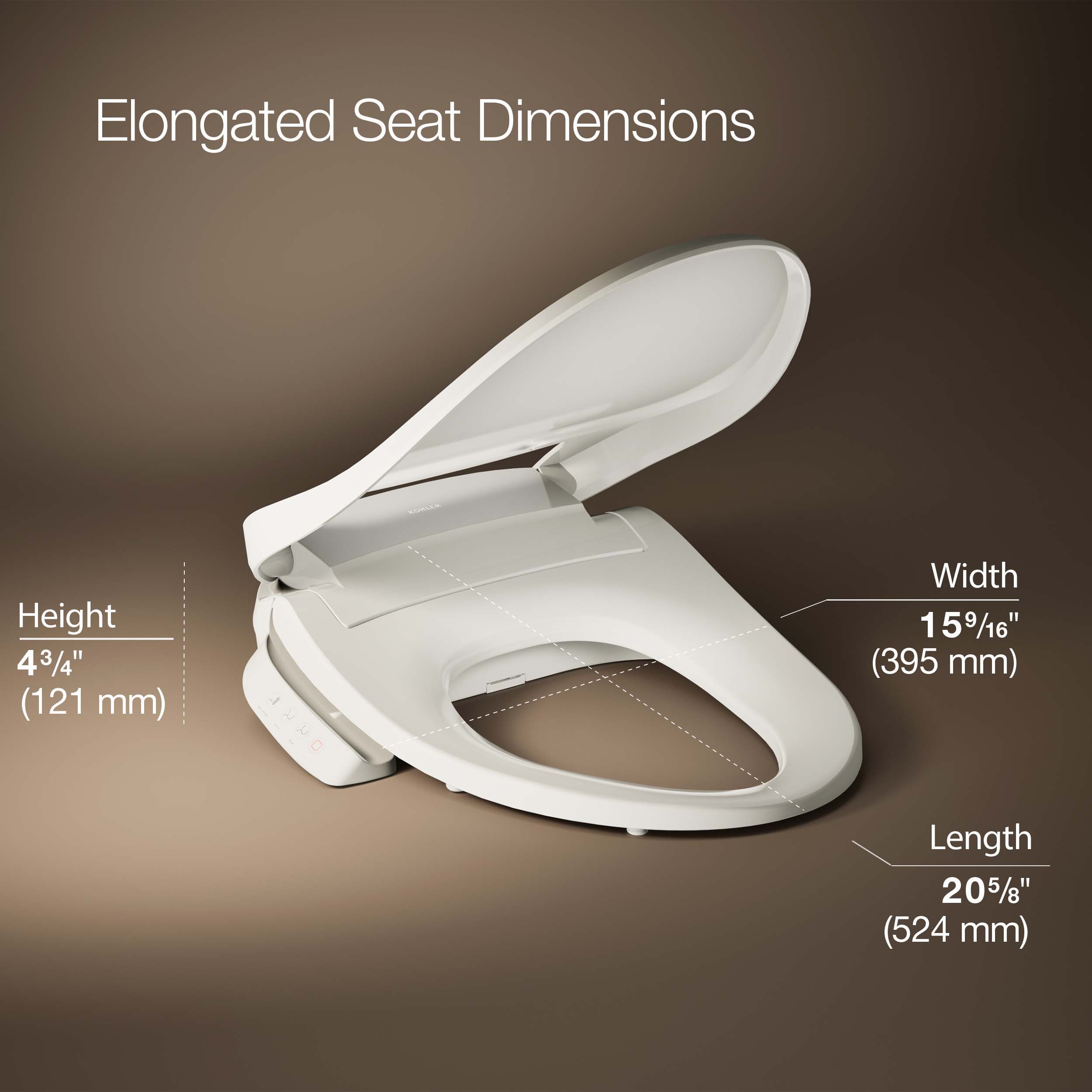 KOHLER PureWash E545 Plastic Biscuit Elongated Slow Close Feature Heated Bidet Function Toilet Seat KOHLER PureWash E545 Plastic Biscuit Elongated Slow Close Feature Heated Bidet Function Toilet Seat