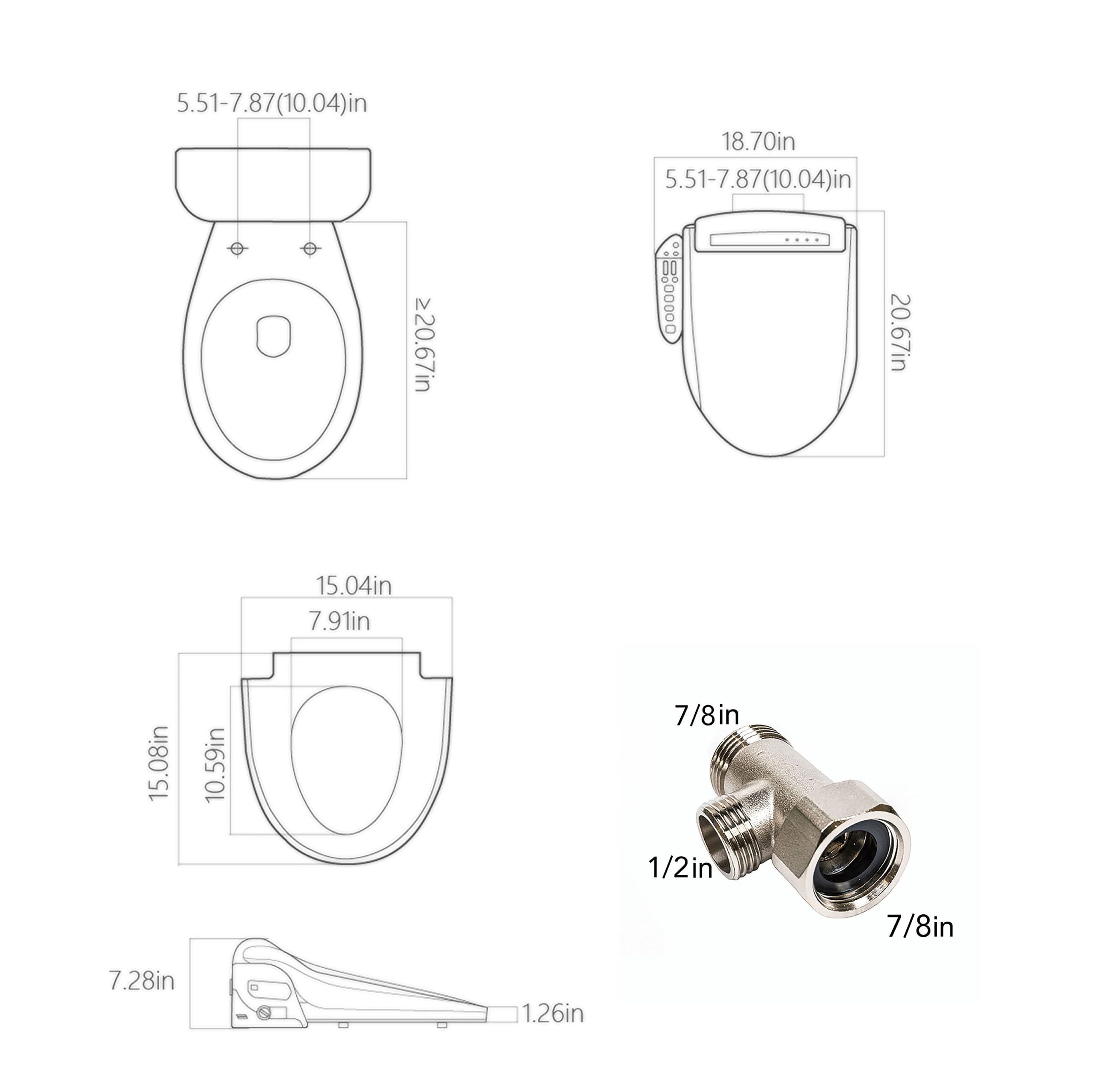 Empava Contemporary Plastic White Elongated Slow Close Feature Heated Bidet Function Toilet Seat Empava Contemporary Plastic White Elongated Slow Close Feature Heated Bidet Function Toilet Seat