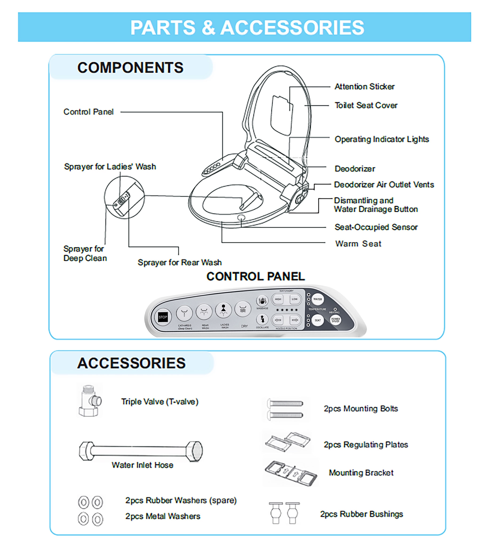 Empava Contemporary Plastic White Elongated Slow Close Feature Heated Bidet Function Toilet Seat Empava Contemporary Plastic White Elongated Slow Close Feature Heated Bidet Function Toilet Seat
