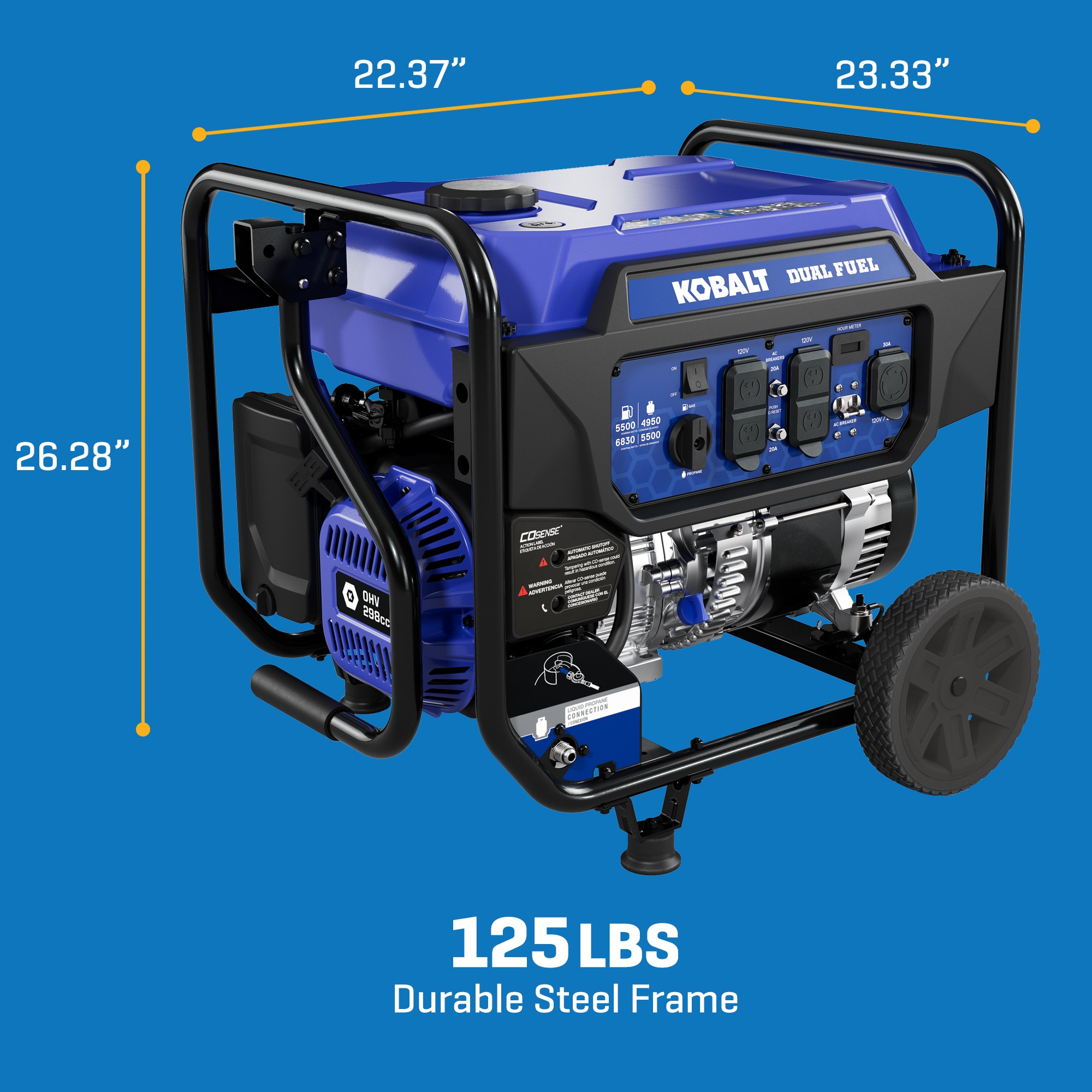 Kobalt 49 State 6830 / 5500 -Watt Dual fuel Portable Generator Kobalt 49 State 6830 / 5500 -Watt Dual fuel Portable Generator