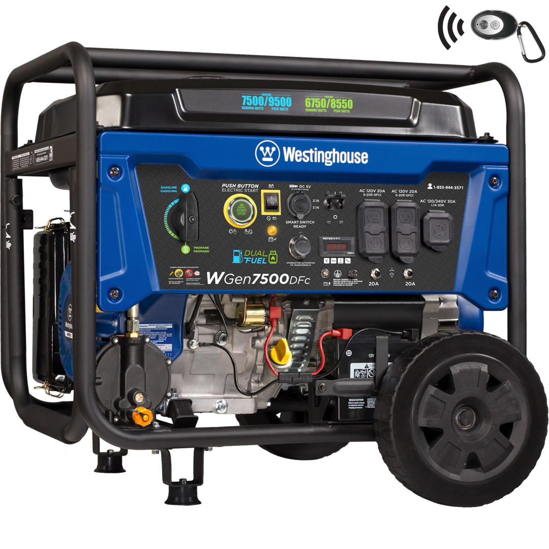 Westinghouse WGen7500DFc Remote Electric Start 9500 / 7500 -Watt Dual fuel Portable Generator Westinghouse WGen7500DFc Remote Electric Start 9500 / 7500 -Watt Dual fuel Portable Generator