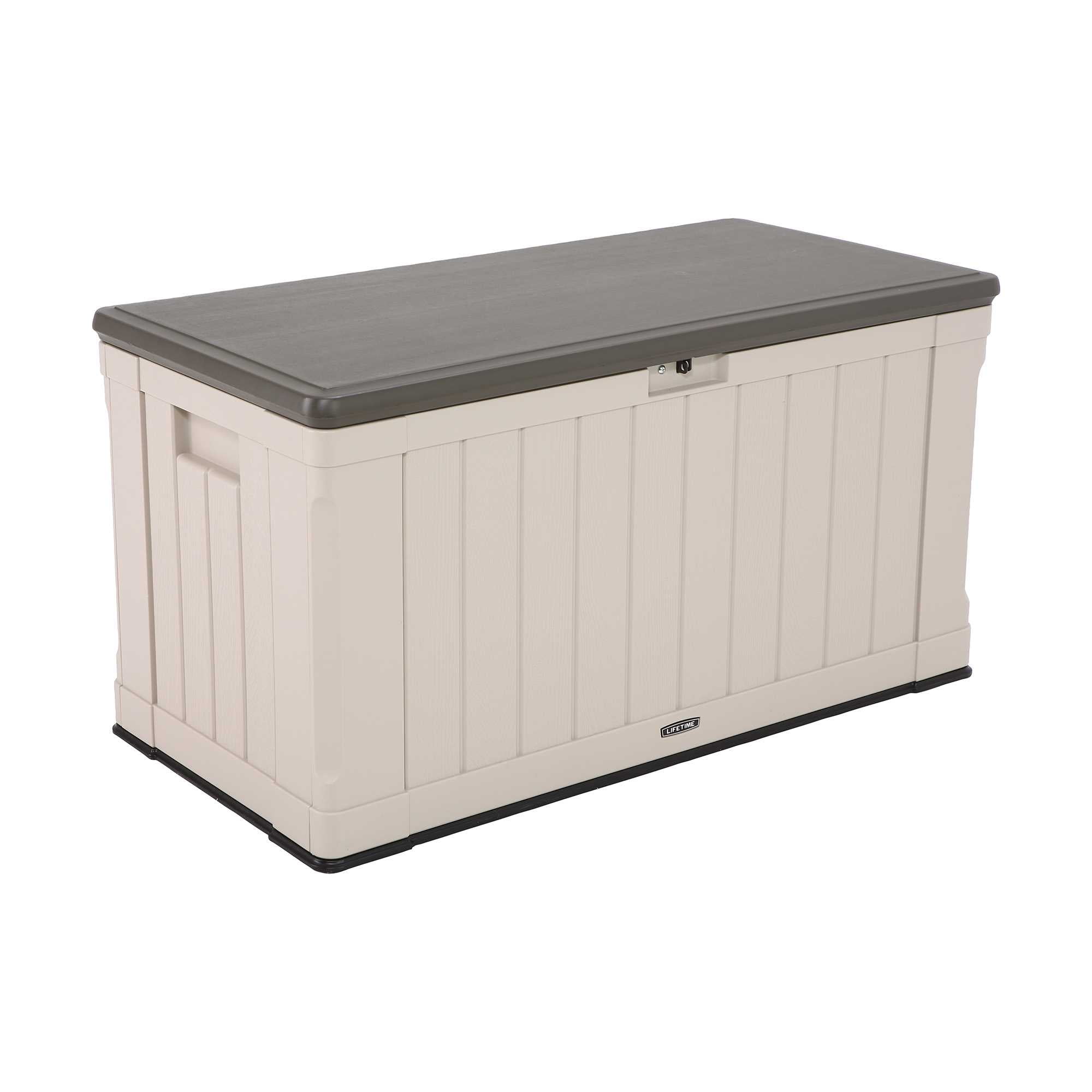 Lifetime Outdoor Polyethylene Deck Box, 116 Gallon Capacity, Tan & Brown (60186) Lifetime Outdoor Polyethylene Deck Box, 116 Gallon Capacity, Tan & Brown (60186)