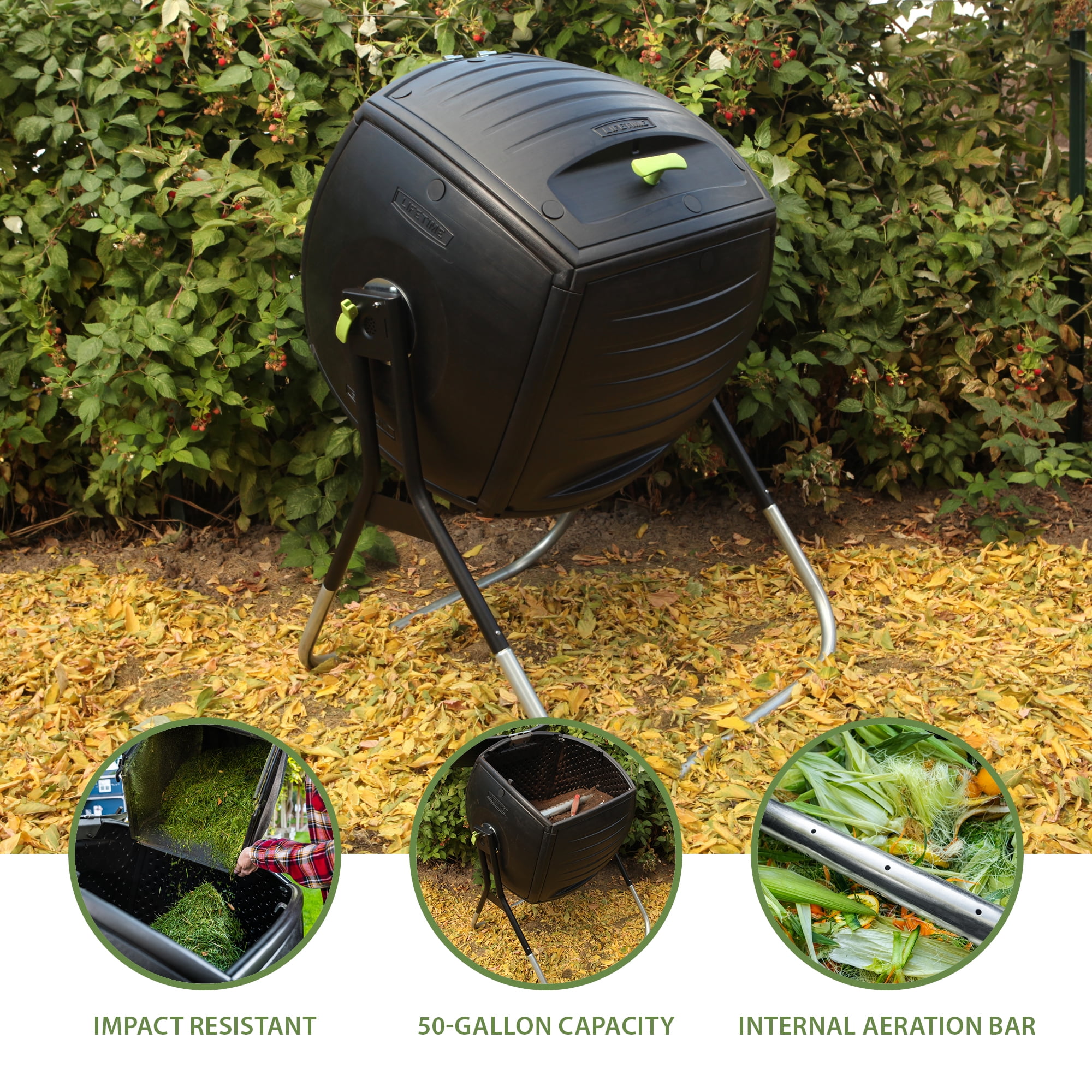 Lifetime Rotating Composter, 50 Gallon Capacity, (60076) Lifetime Rotating Composter, 50 Gallon Capacity, (60076)