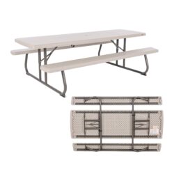 Lifetime 8-Foot Classic Folding Polyethylene Picnic Table, Almond, 80123
