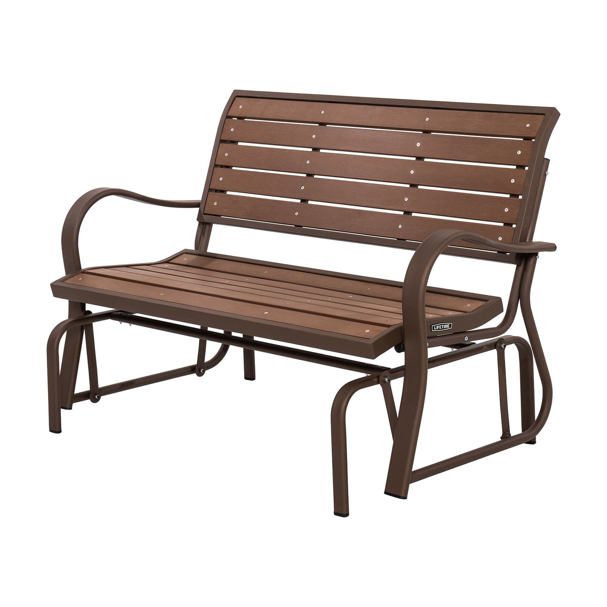 Lifetime Outdoor Glider Bench, Faux Wood, Brown 60290 Lifetime Outdoor Glider Bench, Faux Wood, Brown 60290