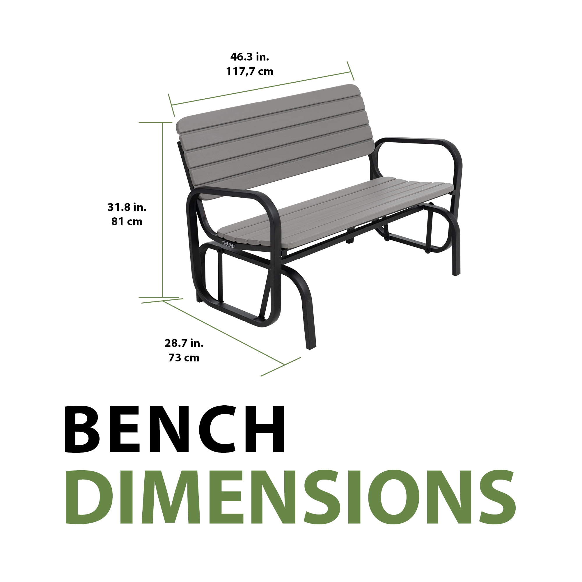 Lifetime Polyethylene Outdoor Glider Bench, Steel Framed, Gray (60361) Lifetime Polyethylene Outdoor Glider Bench, Steel Framed, Gray (60361)