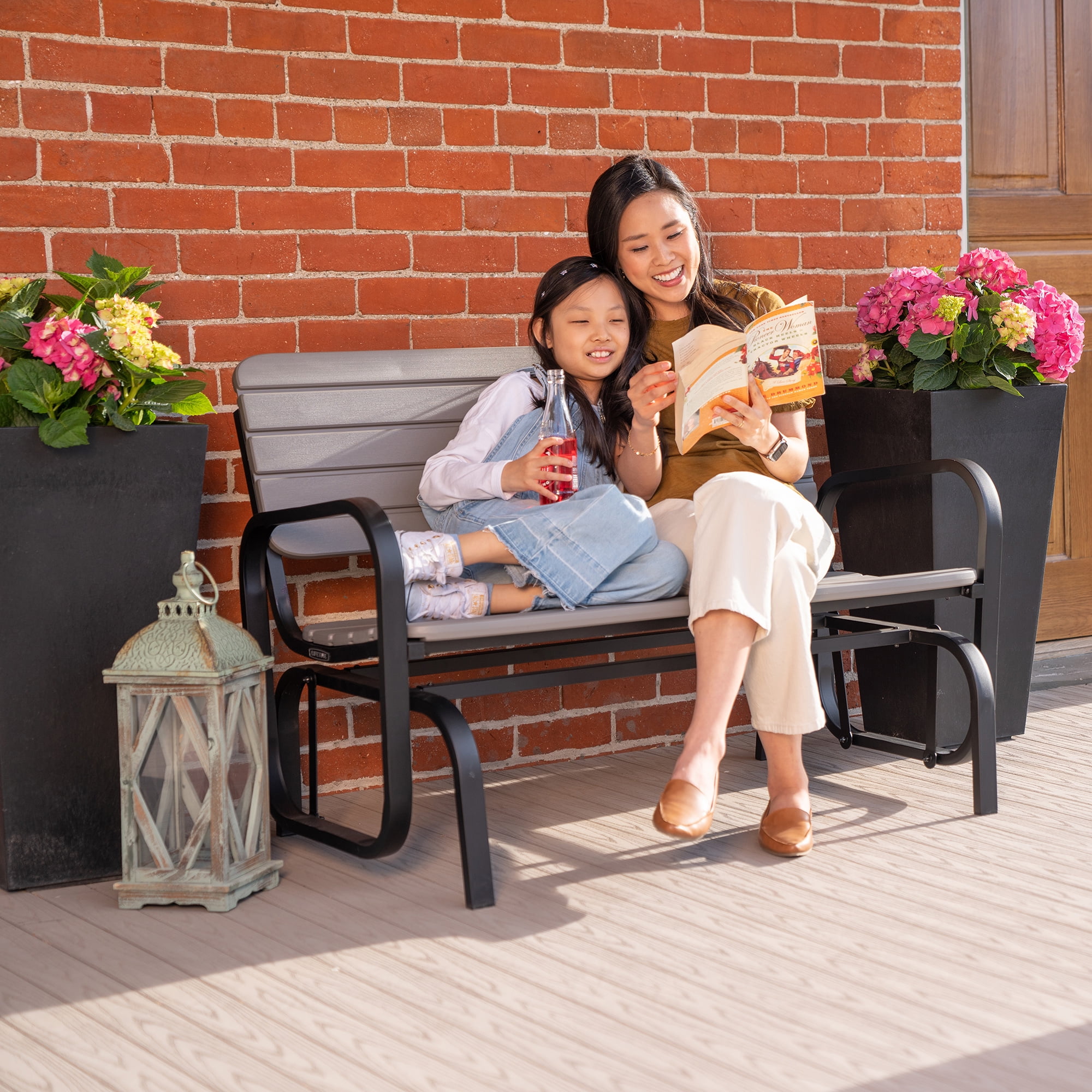 Lifetime Polyethylene Outdoor Glider Bench, Steel Framed, Gray (60361) Lifetime Polyethylene Outdoor Glider Bench, Steel Framed, Gray (60361)
