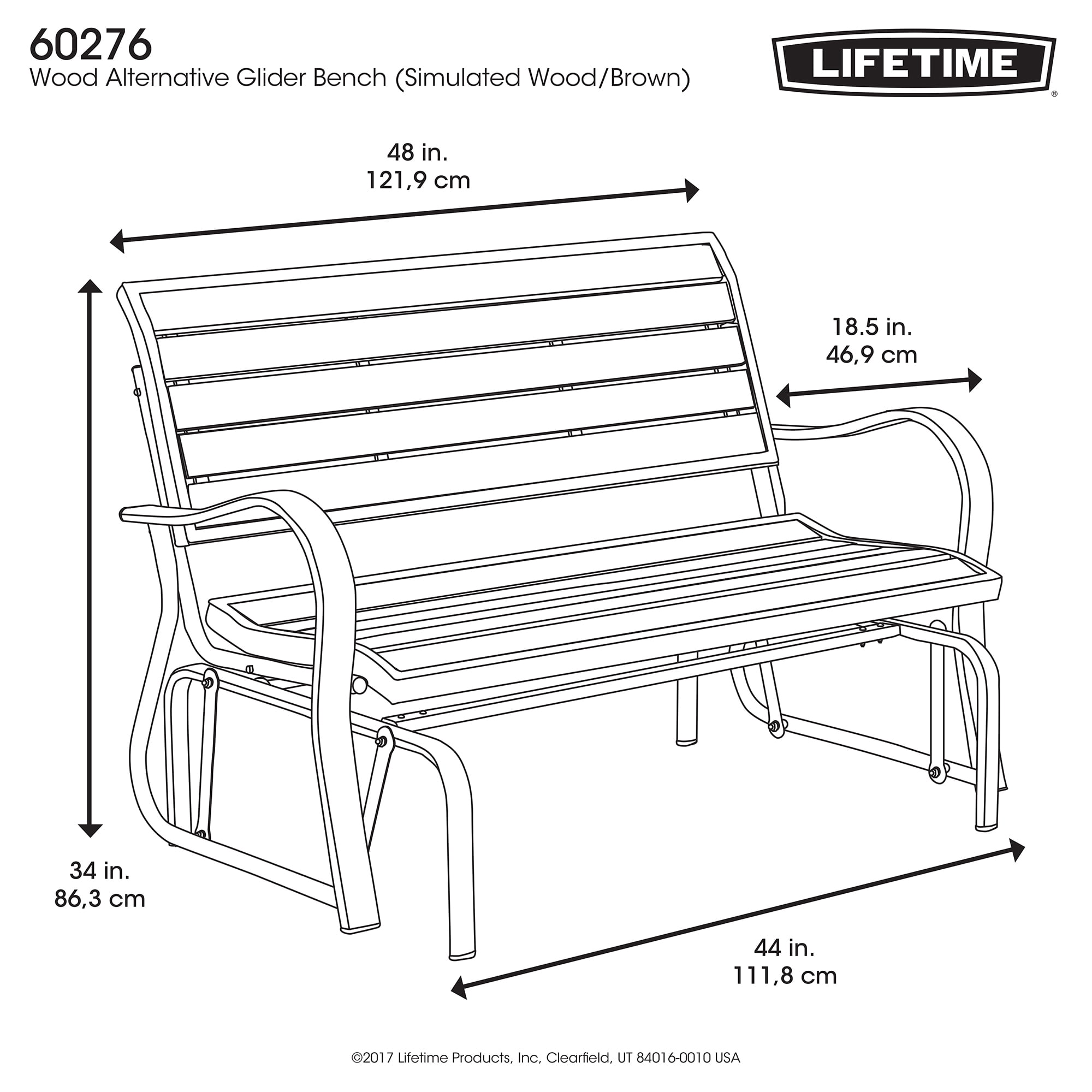 Lifetime Products Outdoor Polystyrene Glider Bench, Harbor Gray (60276) Lifetime Products Outdoor Polystyrene Glider Bench, Harbor Gray (60276)