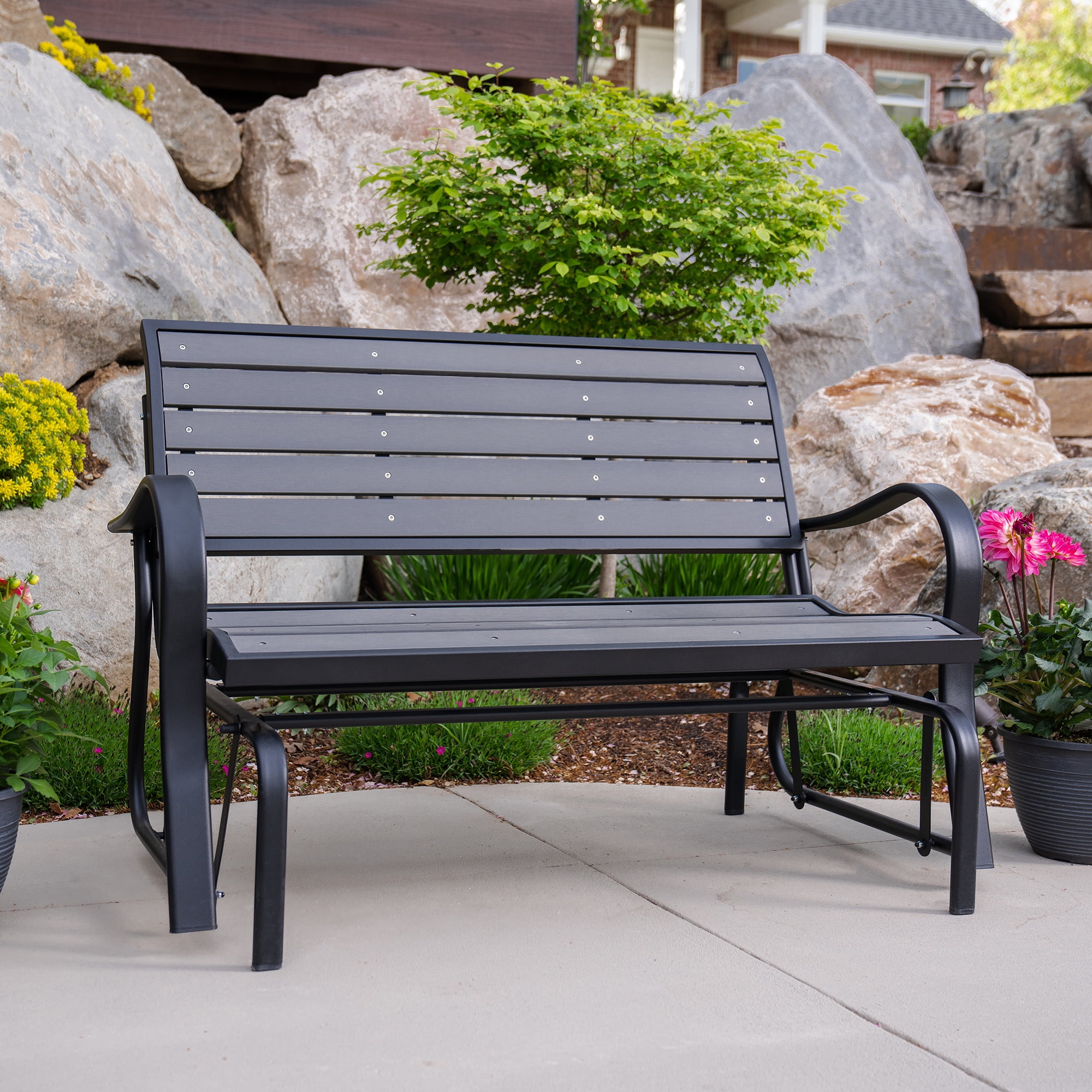 Lifetime Products Outdoor Polystyrene Glider Bench, Harbor Gray (60276) Lifetime Products Outdoor Polystyrene Glider Bench, Harbor Gray (60276)