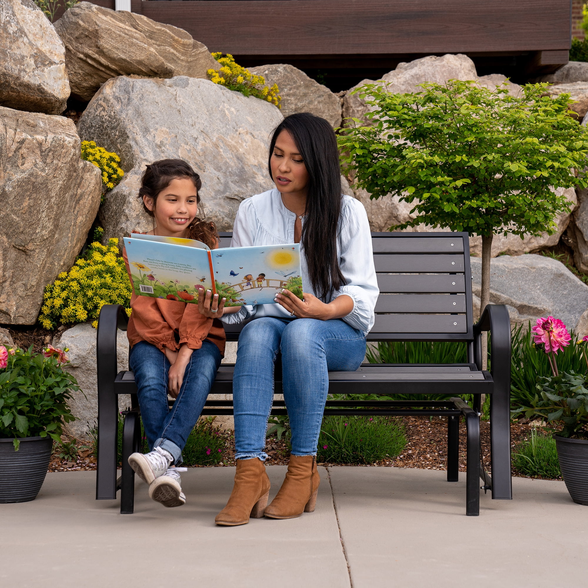 Lifetime Products Outdoor Polystyrene Glider Bench, Harbor Gray (60276) Lifetime Products Outdoor Polystyrene Glider Bench, Harbor Gray (60276)