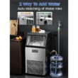 COWSAR 33-lb Ice Storage 100-lb Ice Per day Cubed Ice Maker (Stainless Steel with Scoop)