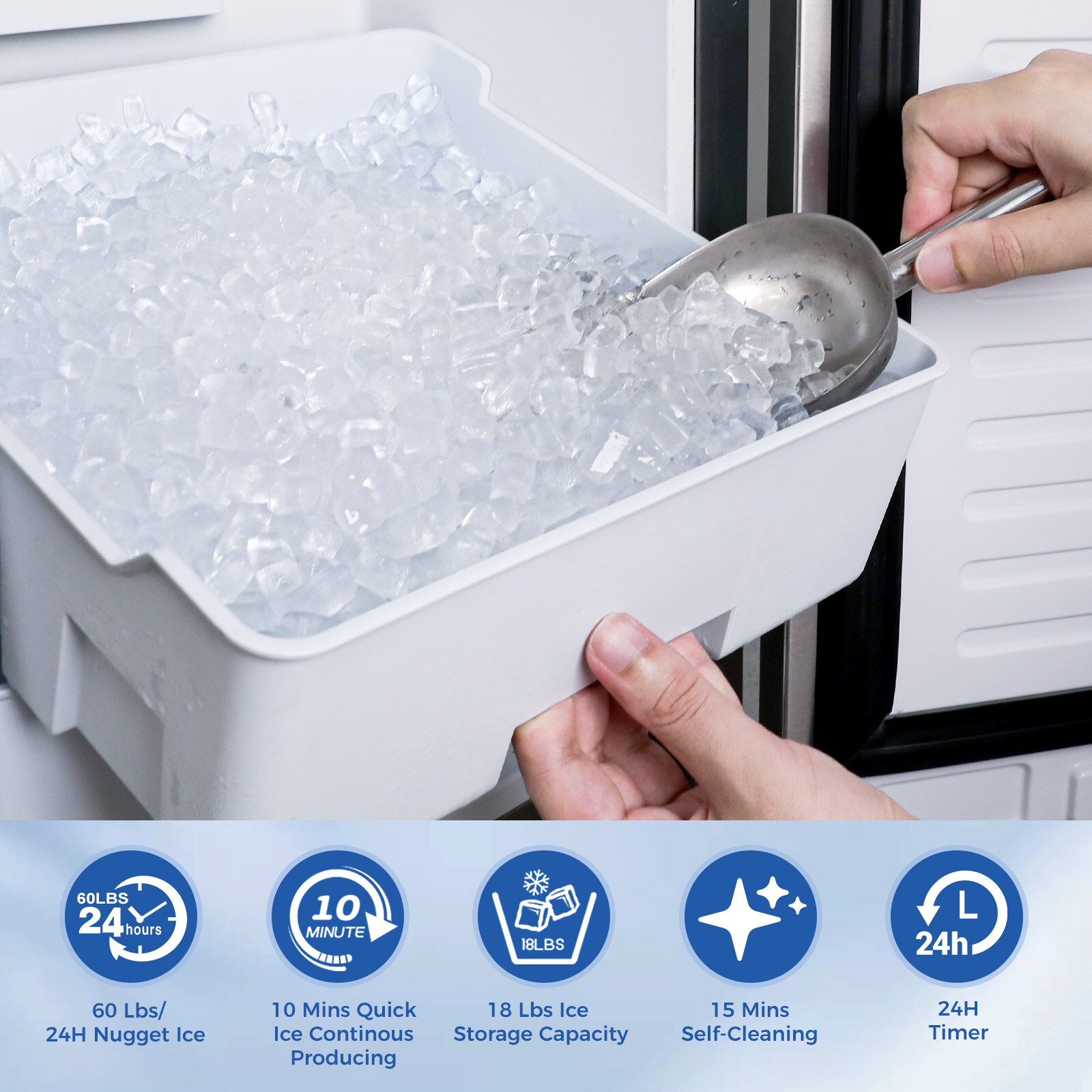COWSAR 66-lb Ice Per day Nugget Ice Maker (Stainless Steel) COWSAR 66-lb Ice Per day Nugget Ice Maker (Stainless Steel) - Image 10