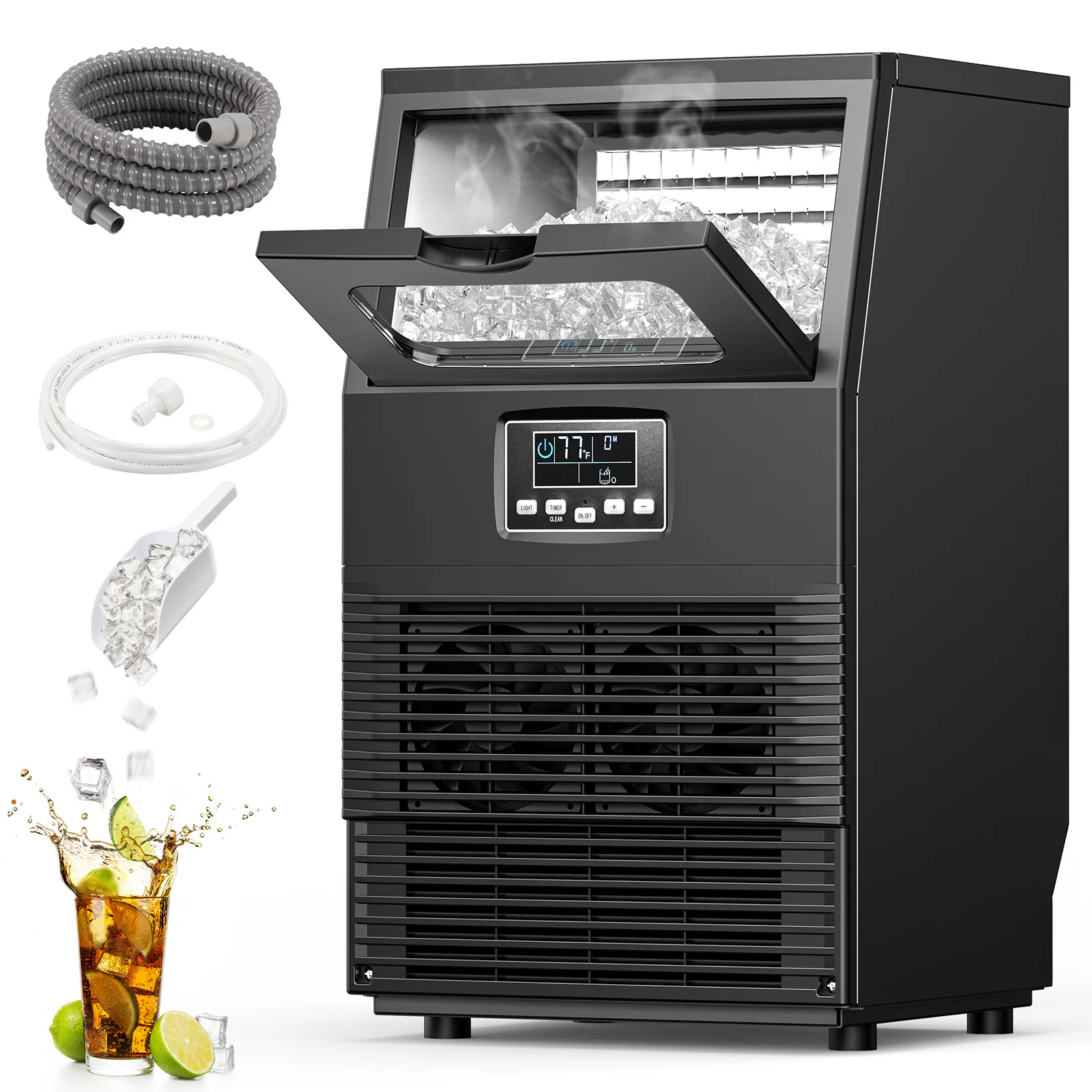 COWSAR 22-lb Ice Storage 66-lb Ice Per day Cubed Ice Maker (Stainless Steel) COWSAR 22-lb Ice Storage 66-lb Ice Per day Cubed Ice Maker (Stainless Steel)