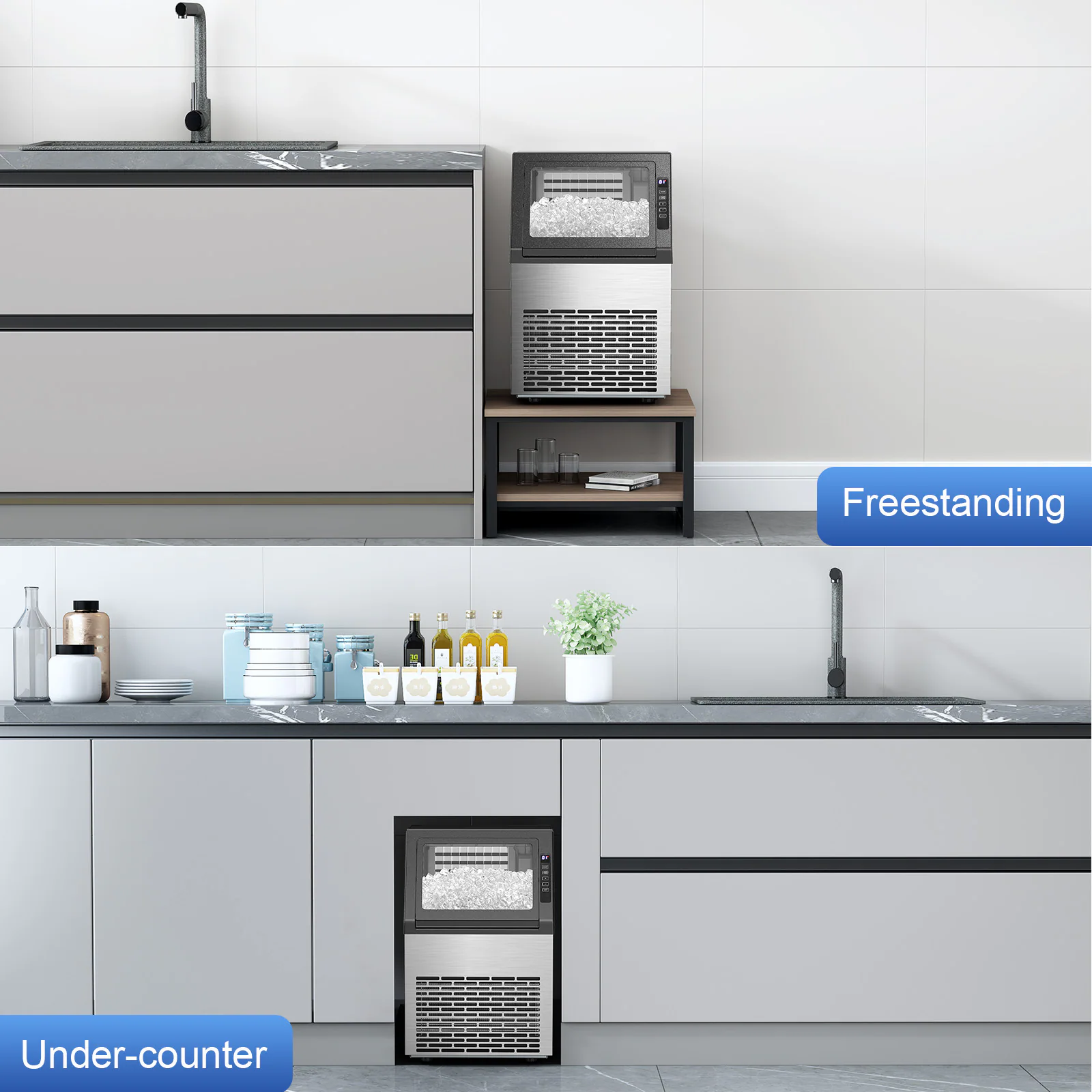 COWSAR 22-lb Ice Storage 80-lb Ice Per day Cubed Ice Maker (Stainless Steel) COWSAR 22-lb Ice Storage 80-lb Ice Per day Cubed Ice Maker (Stainless Steel) - Image 5