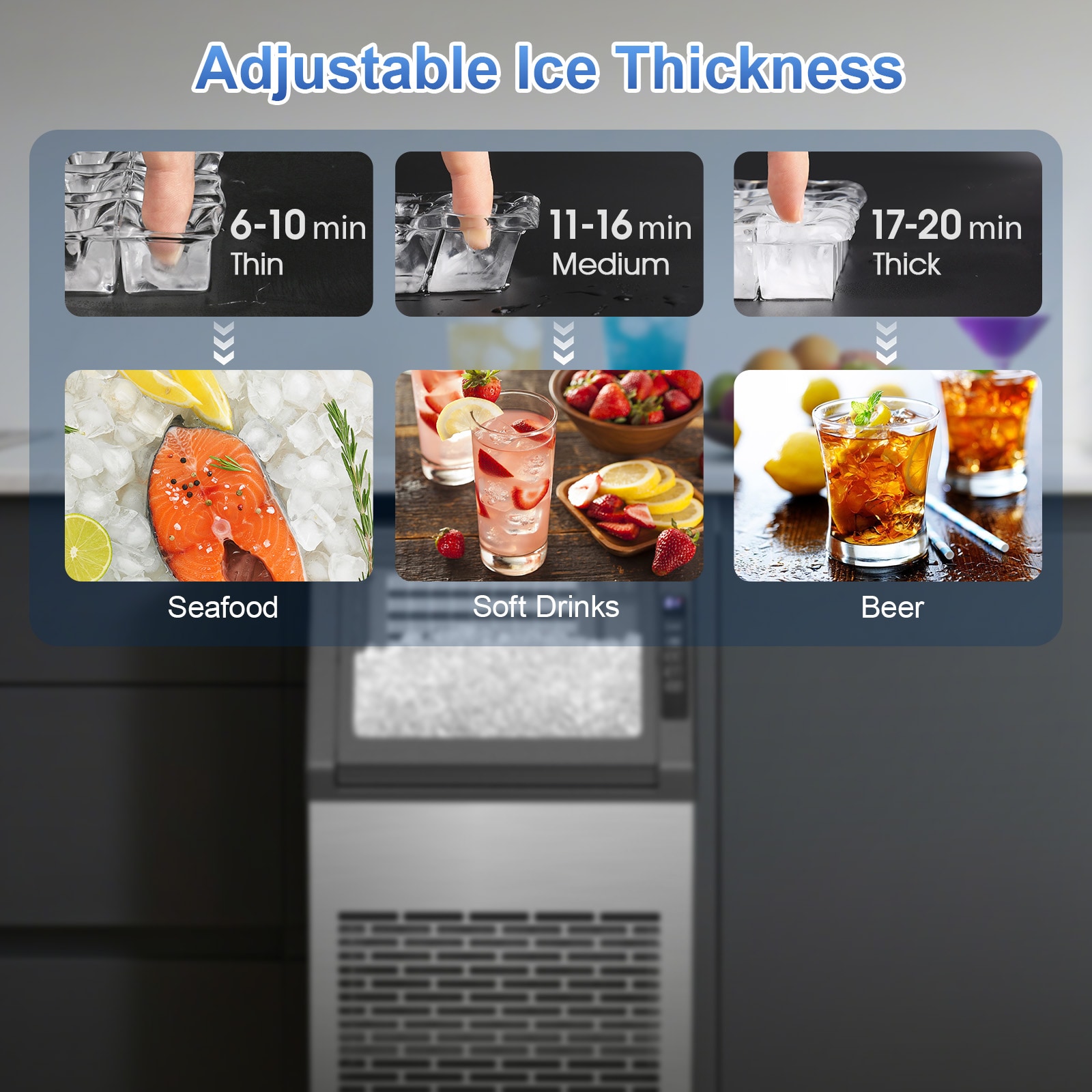 COWSAR 22-lb Ice Storage 80-lb Ice Per day Cubed Ice Maker (Stainless Steel) COWSAR 22-lb Ice Storage 80-lb Ice Per day Cubed Ice Maker (Stainless Steel) - Image 8