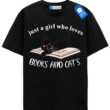 Floral Cat Shirt, Cat Lover T Shirt, Cat Book Shirt