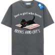Floral Cat Shirt, Cat Lover T Shirt, Cat Book Shirt