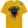 Neon Pug Drip T Shirt, Colorful Pug Art Tee