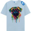 Neon Pug Drip T Shirt, Colorful Pug Art Tee