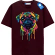 Neon Pug Drip T Shirt, Colorful Pug Art Tee
