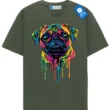 Neon Pug Drip T Shirt, Colorful Pug Art Tee