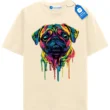 Neon Pug Drip T Shirt, Colorful Pug Art Tee