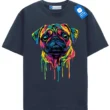 Neon Pug Drip T Shirt, Colorful Pug Art Tee