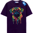 Neon Pug Drip T Shirt, Colorful Pug Art Tee